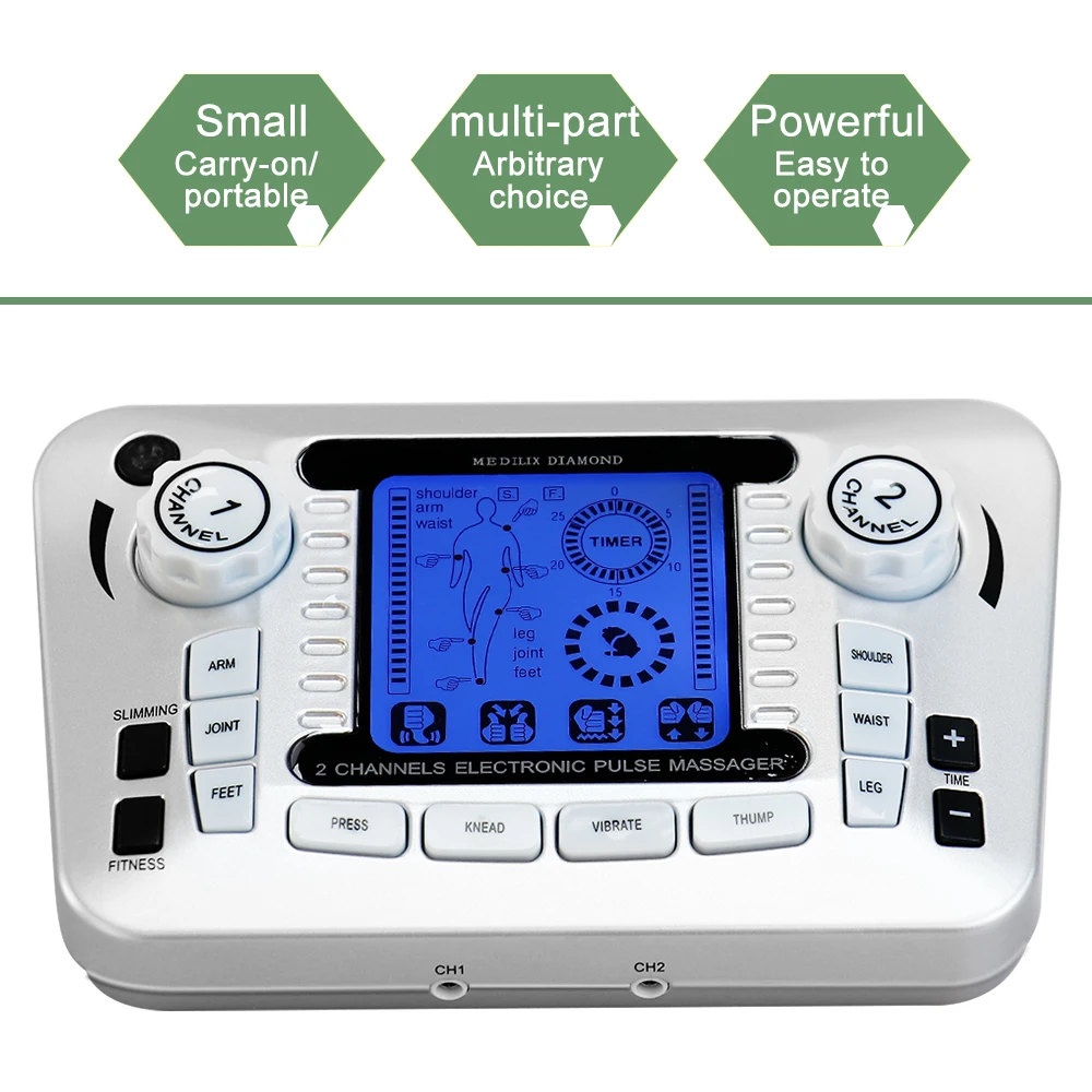 TENS Electrostimulator EMS Massager Muscle Stimulation Electric 12 Modes Low Frequency Physiotherapy Device Relaxation Treatment