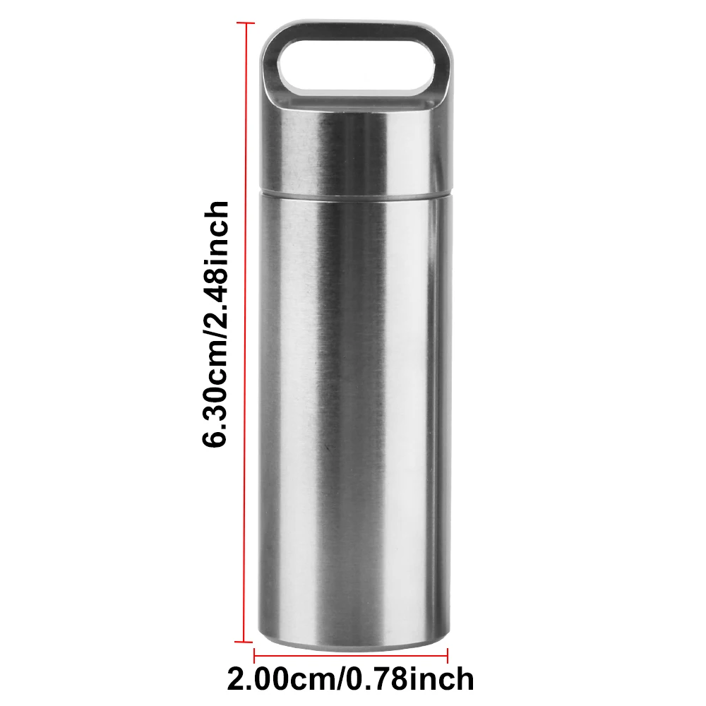 Waterproof Medicine Boxes Portable Pill Storage Box Pendants Keychain Pill Case Camping Firstaid Pendant Mini Stainless Steel