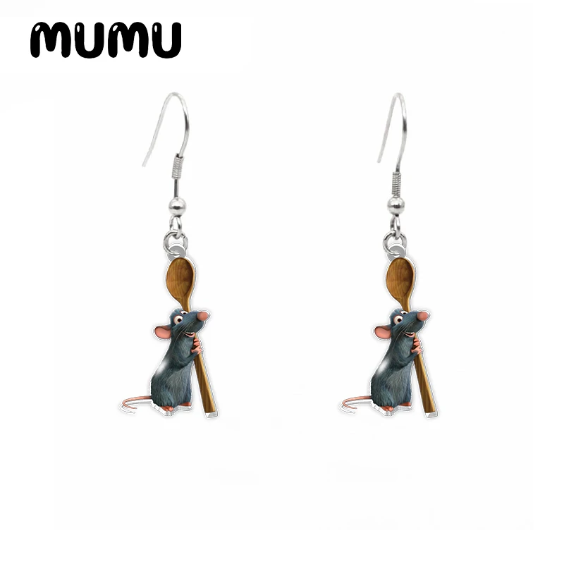 2024 New Ratatouille Dangle Earring Remy Emile Mouse Acrylic Earrings Handmade Jewelry Epoxy Resin Fish Hook Earring