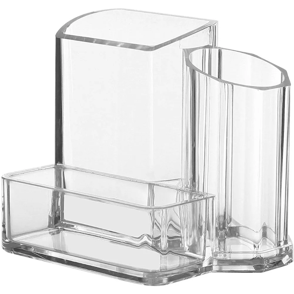 Acrylic desk supplies storage box, 3-box office desk caddy, multi-function pen, pencil cup, telephone remote control