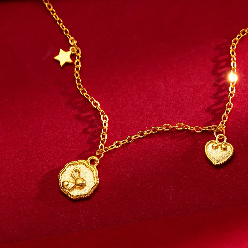 9999 Real Gold 24K Forbidden City Rabbit Bracelet Rabbit Female Bracelet Star bunny bracelet