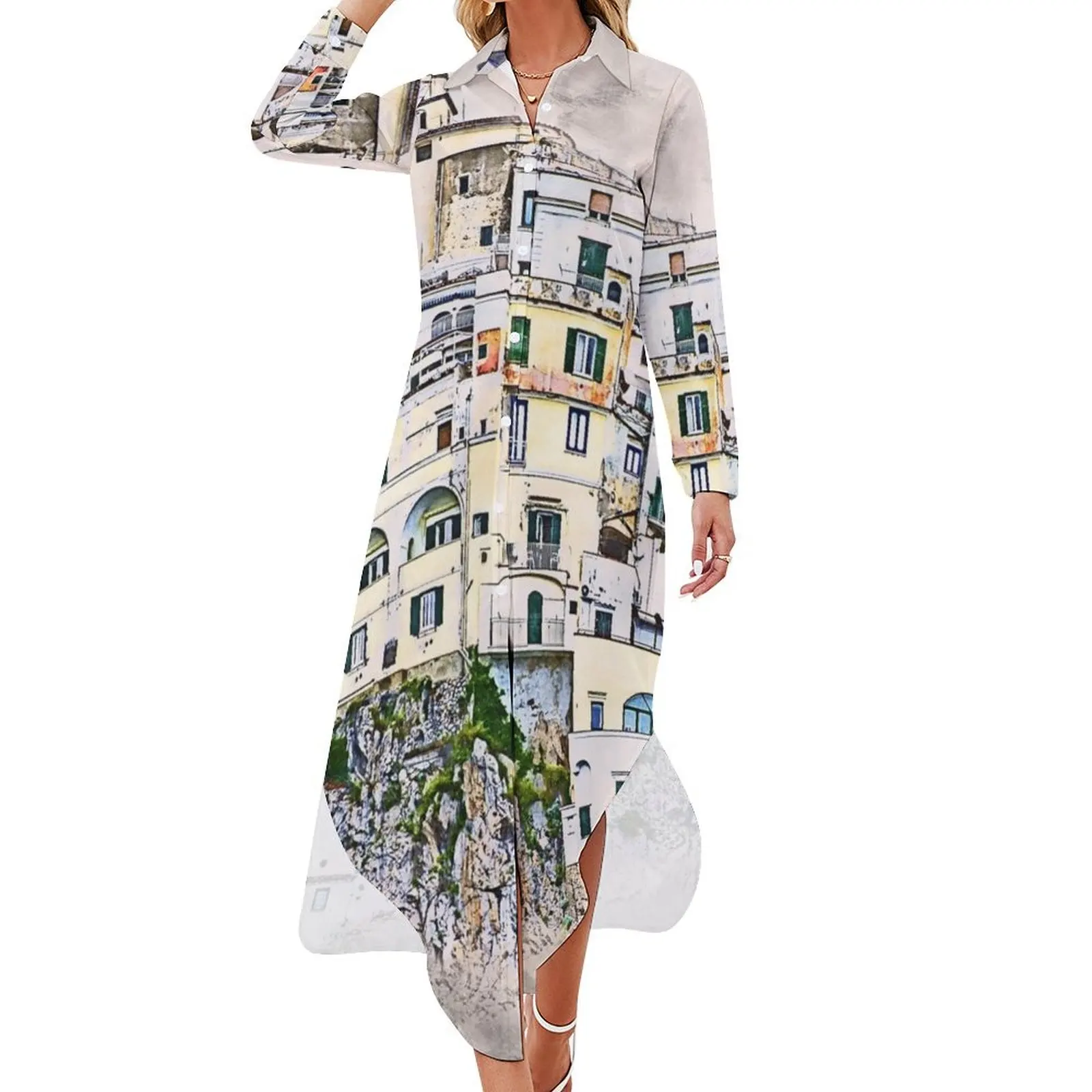 

Amalfi, Italy Long Sleeved Shirt Dress dress for women dress women summer 2024