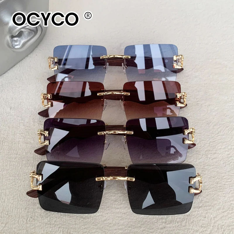 Mode Randlose Quadratische Sonnenbrille Für Mann Leopard Design Gradienten Sonnenbrille Frau Luxus Outdoor Brillen UV400 – Detail 2