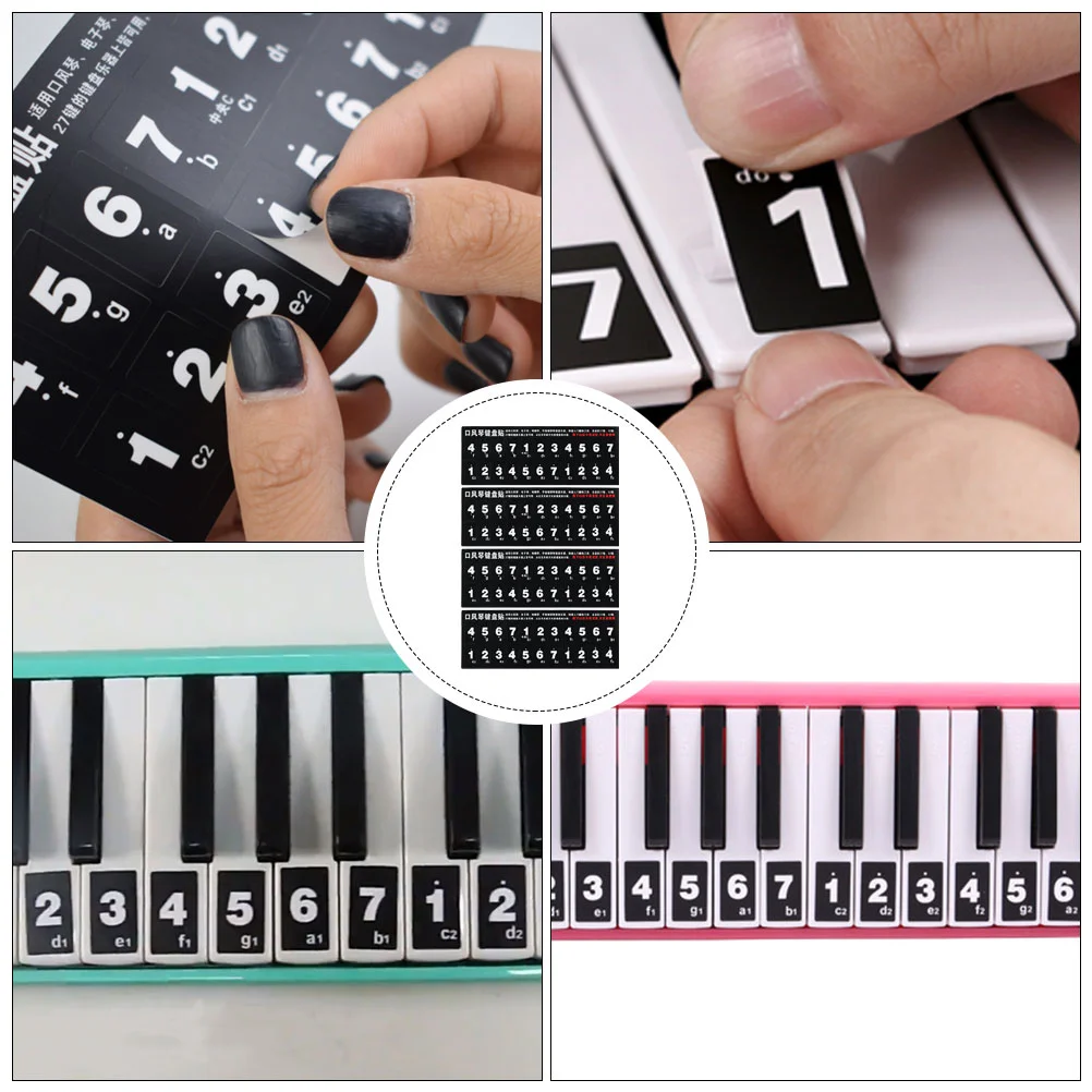 4 Pcs Hamonica Keyboard Stickers USB Pedals Music Nail Melodica Beginner Practice Label