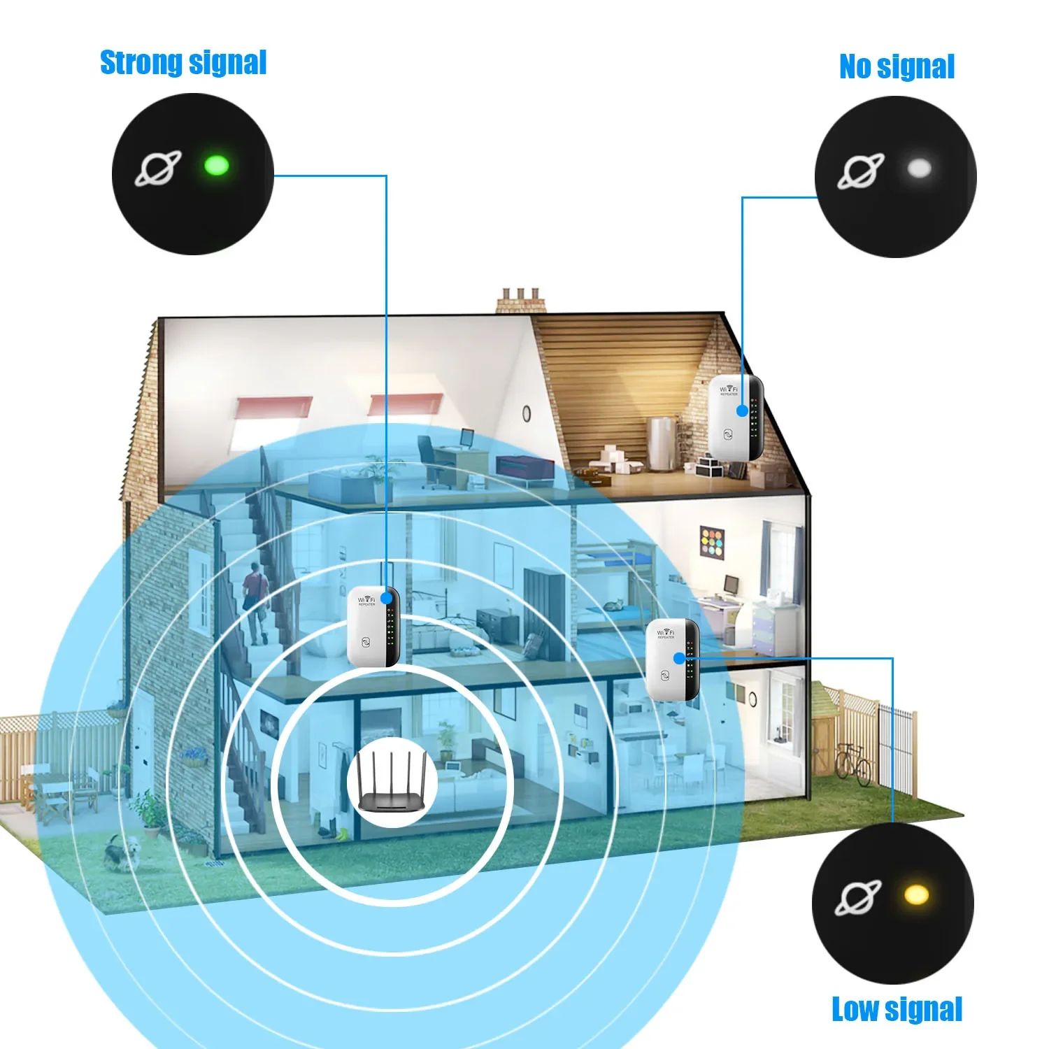 Repetidor WiFi inalámbrico, extensor de 300Mbps, amplificador, enrutador 802.11N, WPS, largo alcance, luz de 7 Estados, para PC