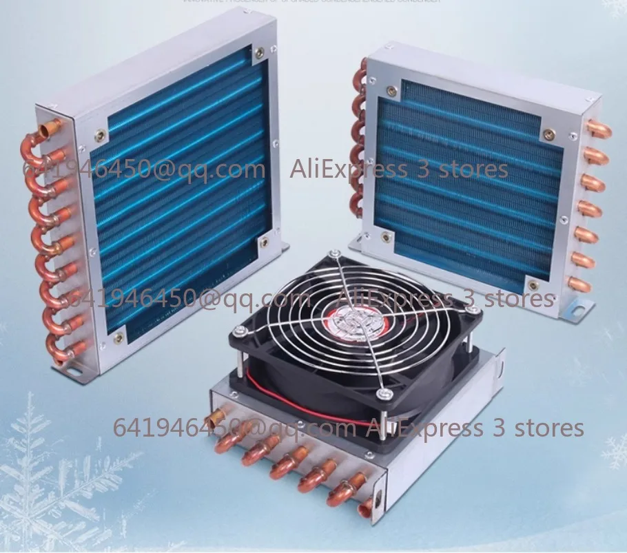 

Конденсаторный радиатор с небольшим корпусом, холодильник, морозильник, алюминиевый плавник с водяным охлаждением и медной трубкой, теплообменник с вентилятором
