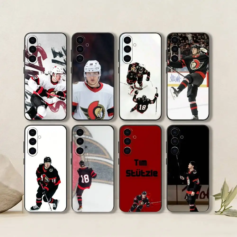 Tim Stutzle-Alemania-Centre Forward-Ice Hovkey-Funda deportiva para teléfono Samsung Galaxy A73,A72,A71,A70,A53,A52,A51,Otros Soft Blac