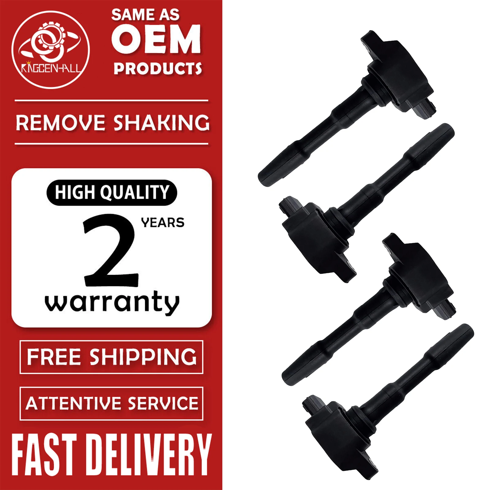 0040102131 Set Of 4PCS New Ignition Coil 22433-2428R 8201154128 Compatible With NISSAN MICRA V DACIA LODGY DUSTER 2012-2015