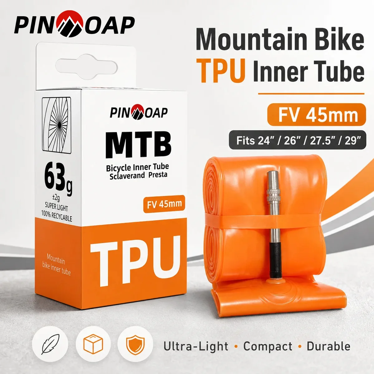 Mountainbike-Reifenschlauch FV45MM 24''26''27.5''29'' TPU Fahrradschlauch für Radfahren Ersatz Reifenpannenschutz Reparaturzubehör – Detail 1