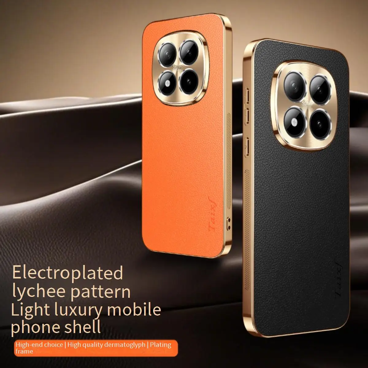 Luxury Vegan Leather Phone Case For Xiaomi Redmi Note 15 Pro+ 15 Pro 5G Lens Protection Alloy Lens Frame Shockproof Back Cover