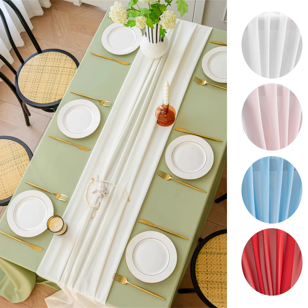 

New Chiffon Table Flag Decoration European-style Table Runner Chiffon Table Cloth Wedding Table Runner Beautiful Multicolor Soft