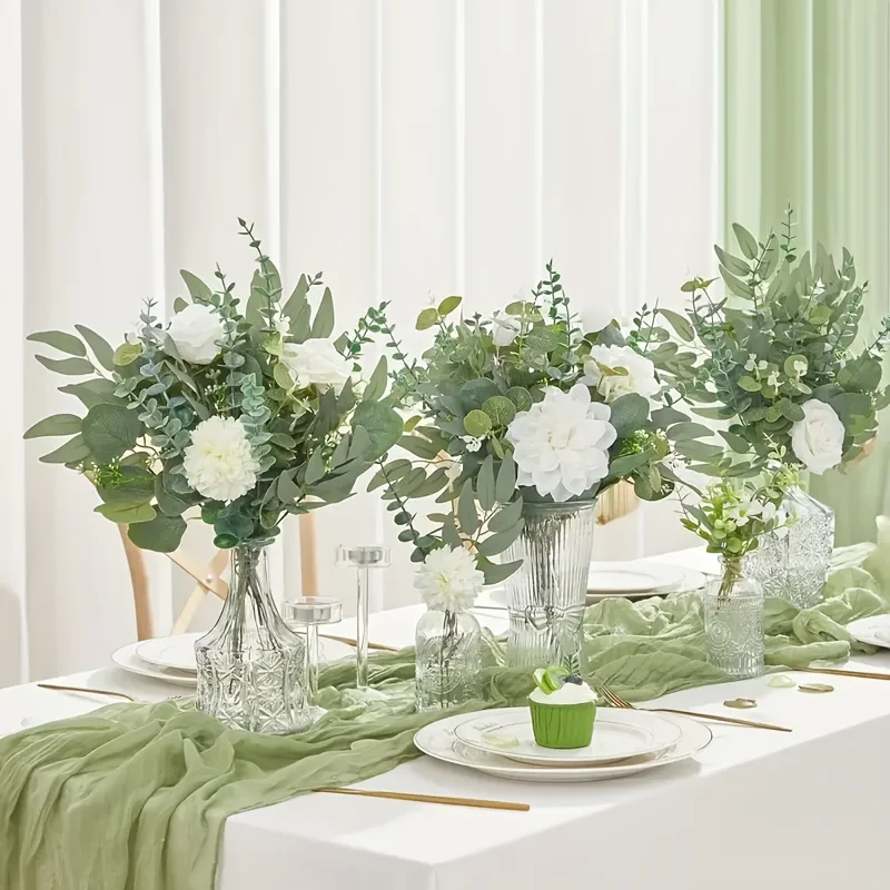 

100-Piece Set of Unique Nordic-Style Artificial Eucalyptus and Willow Branches, Suitable for Wedding Season, Includes Four Mixed Green Plants, Ideal for Home Decoration and Vase Decoration