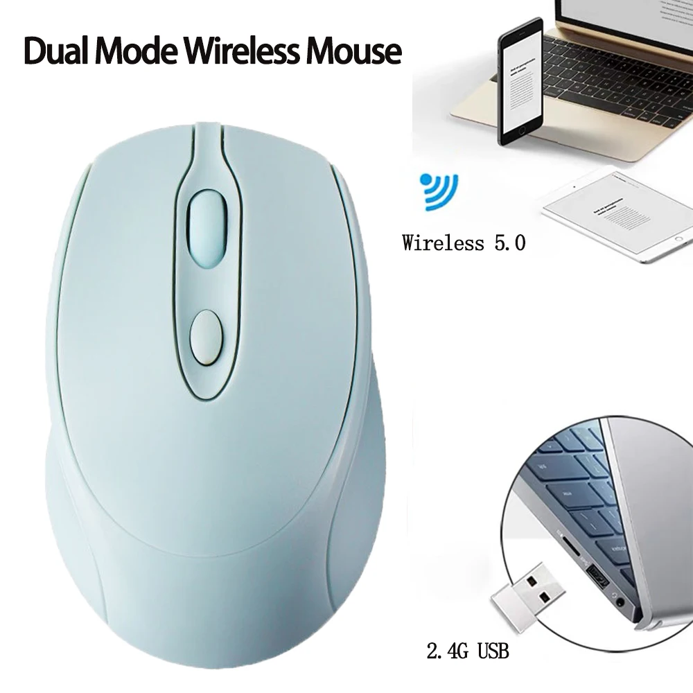 Bluetooth-Compatible Mouse Rechargeable Wireless Mouse Dual Mode BT&2.4G Silent Slim Computer Mice for Laptop PC MacBook Tablet