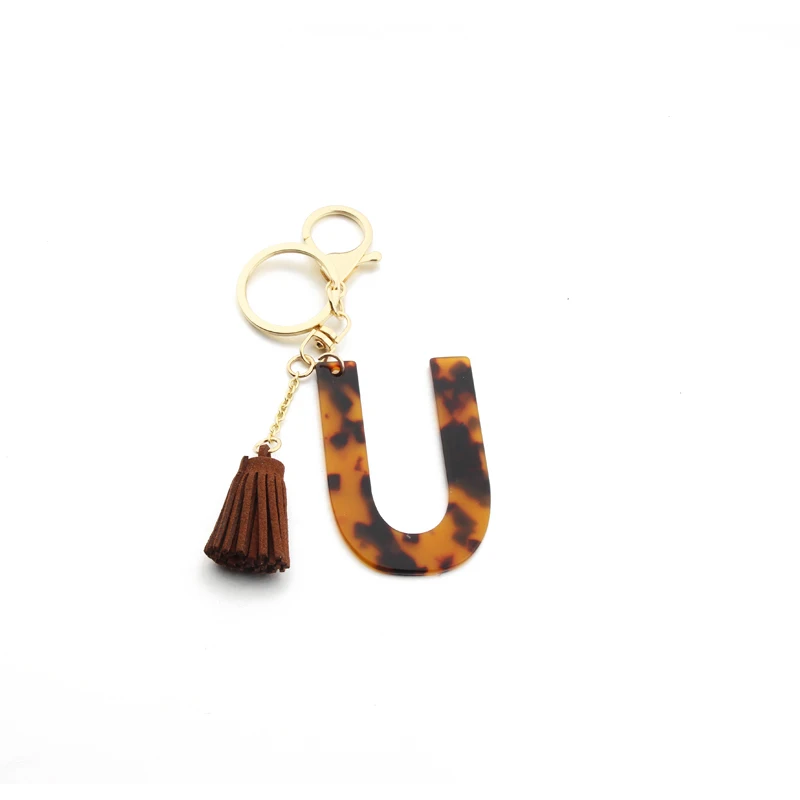 Portable Bangle Letter keychain Accessories Tassel Pendant Sexy Leopard Bracelet Keychain for Women Gift