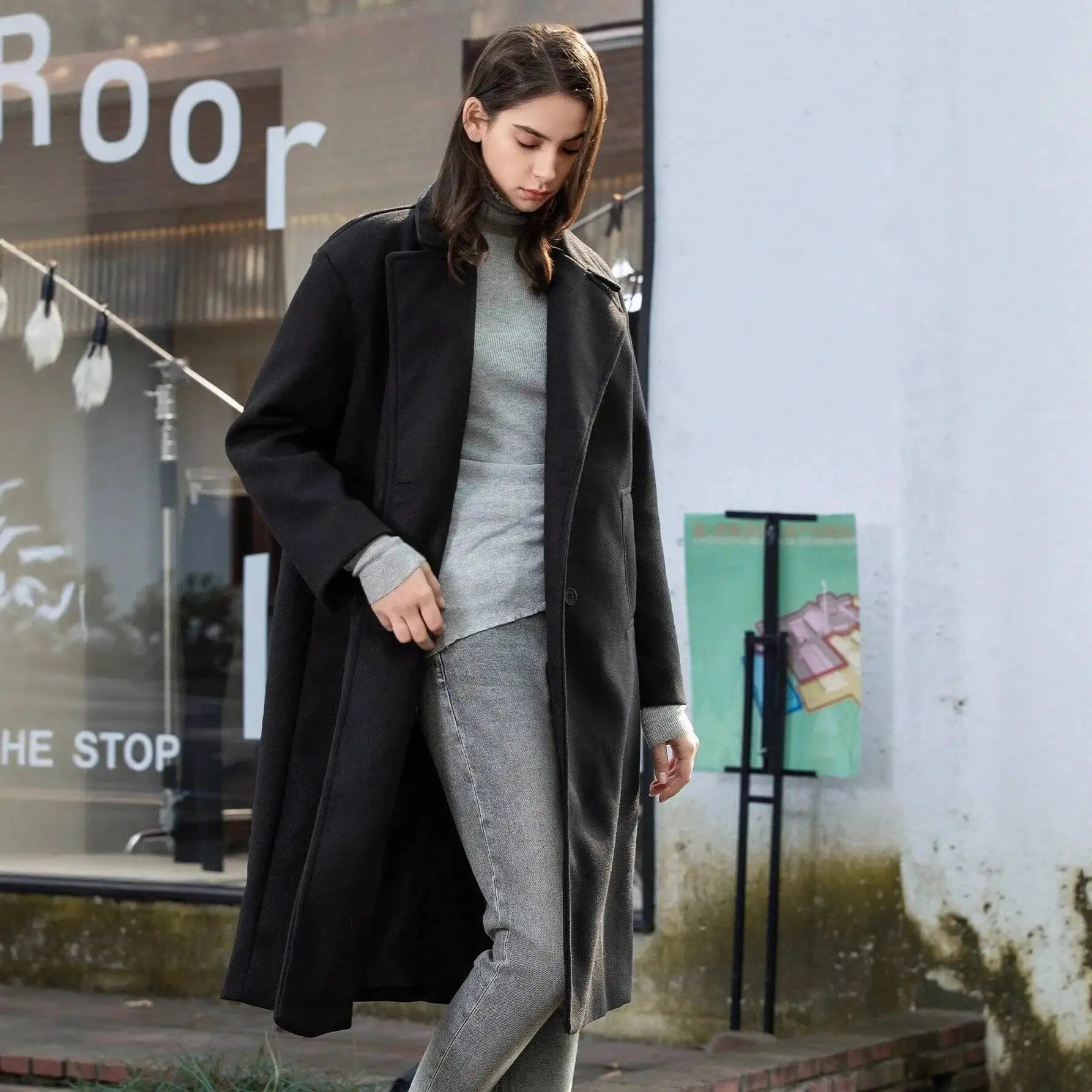 2025, Herbst und Winter, neue Damenbekleidung, Straße, warm, doppelseitig, Wolle, High-End-Lichtmantel, Windjacke