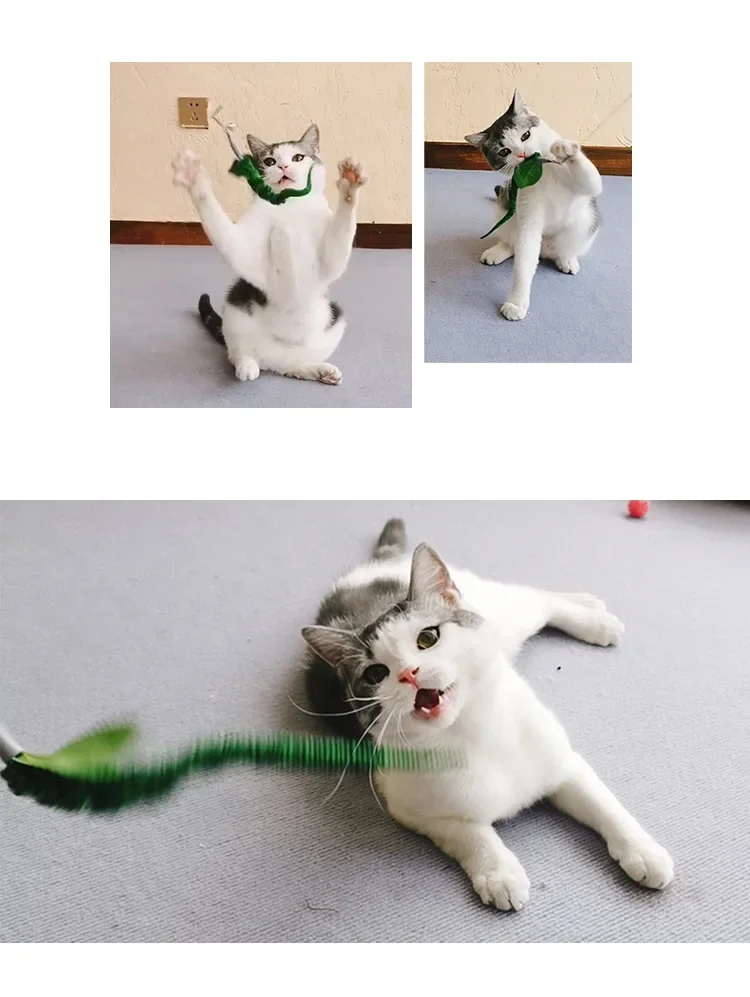 Caterpillar Cat Toy Set Cat Feather Teaser Wand Toy for Kitten Cat Dog Plush Worms Interactive Training Playing Stick Pet Toy