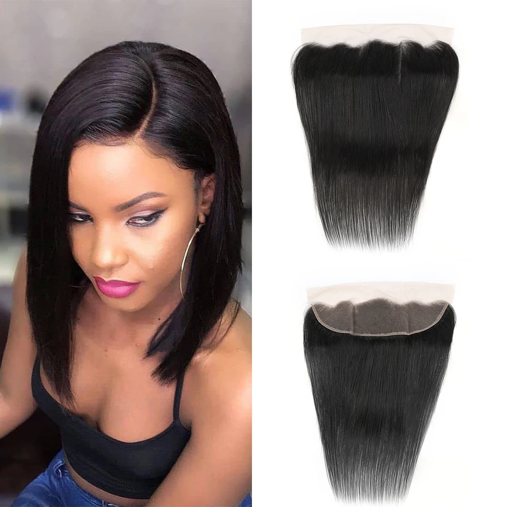 

13x4 Lace Frontal Only 0.10mm Pre-plucked Clean Hairline Straight Human Hair Closure 100% Hand Tied LACE Frontal Three Parts