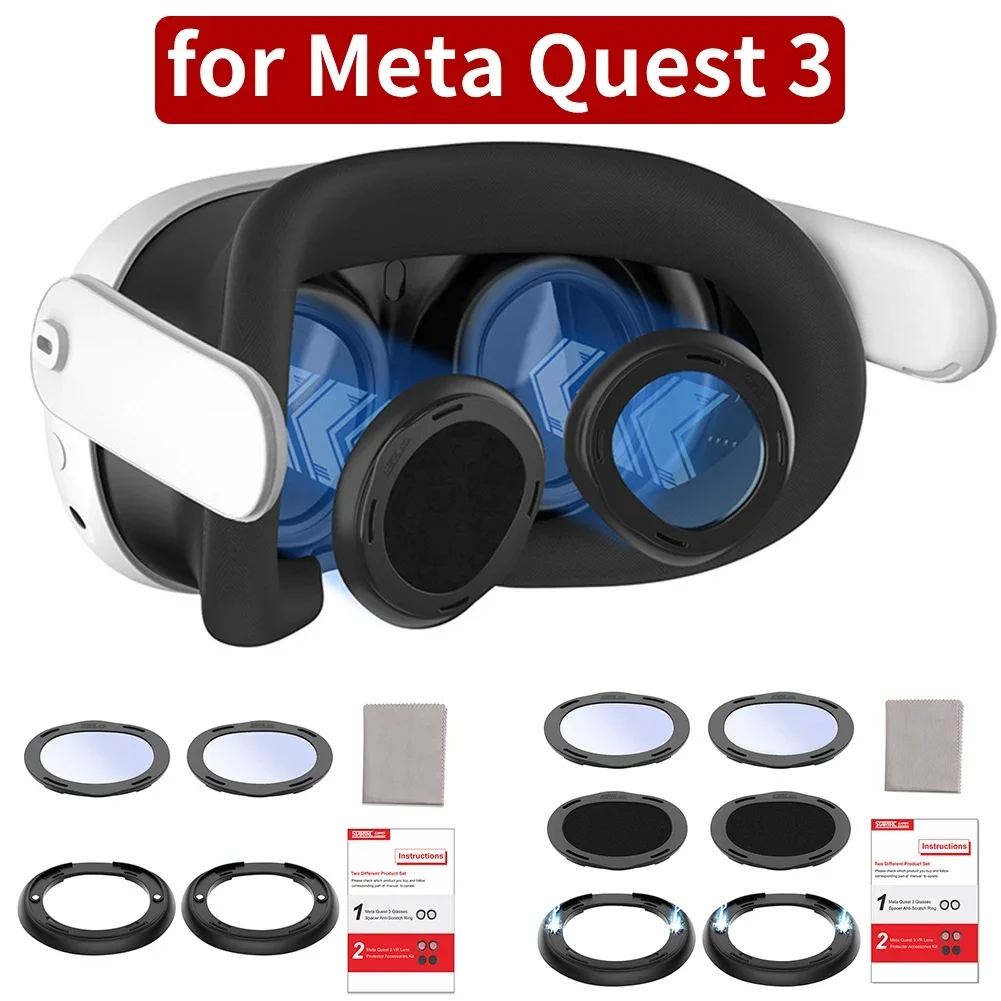 Magnetic Lens Frames for Meta Quest 3 Prescription Lenses Anti Blue Light Nearsighted Lenses Anti-Scratch Ring VR Accessories