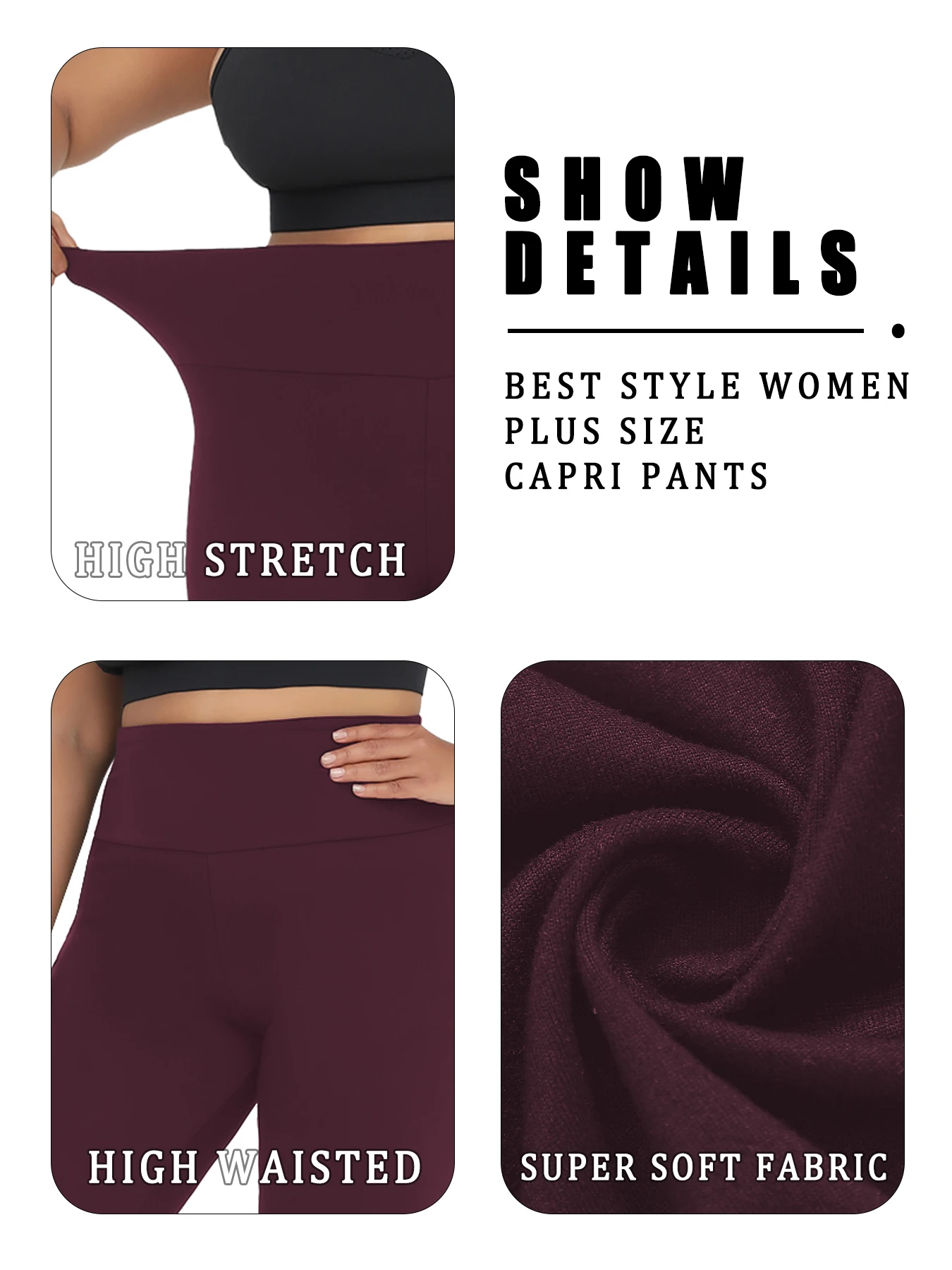 Plus Size High Waisted Yoga Pants for Women Capri Pants Super Soft No See Through Workout Running Home Lounge Leggings image 4