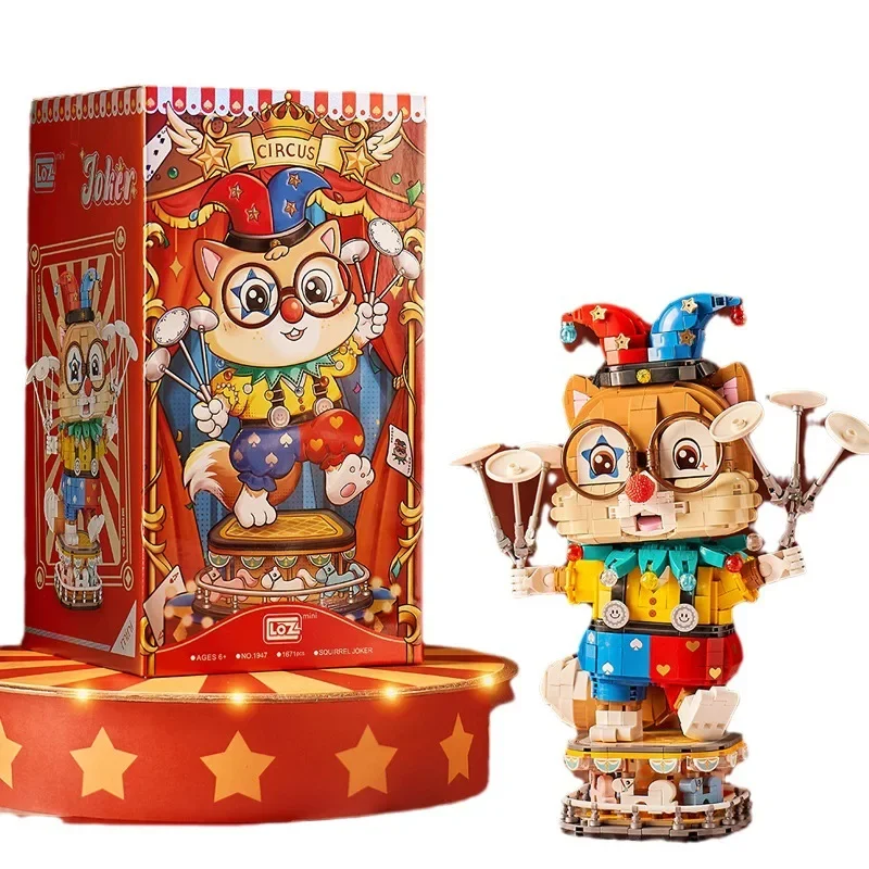 LOZ Small Particle Puzzle Building Blocks Acrobatic Clown Squirrel Model Toy Doll Decoration Boy Desktop Ornament Birthday Gifts