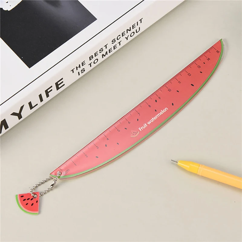 1PC Kawaii Fruit Ruler 15cm Cartoon Plastic Straight Ruler For Gifts Office School Supply Cute Stationery Candy Color Rulers