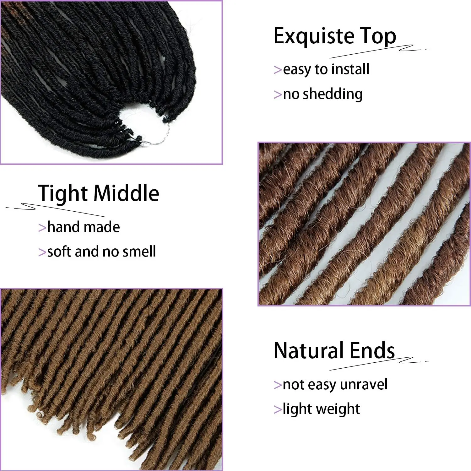 Dreadlocks Crochet tresses doux Faux Locs Crochet cheveux synthétique tressage cheveux Dreadlocks Faux Locs âme 18 pouces déesse Locs