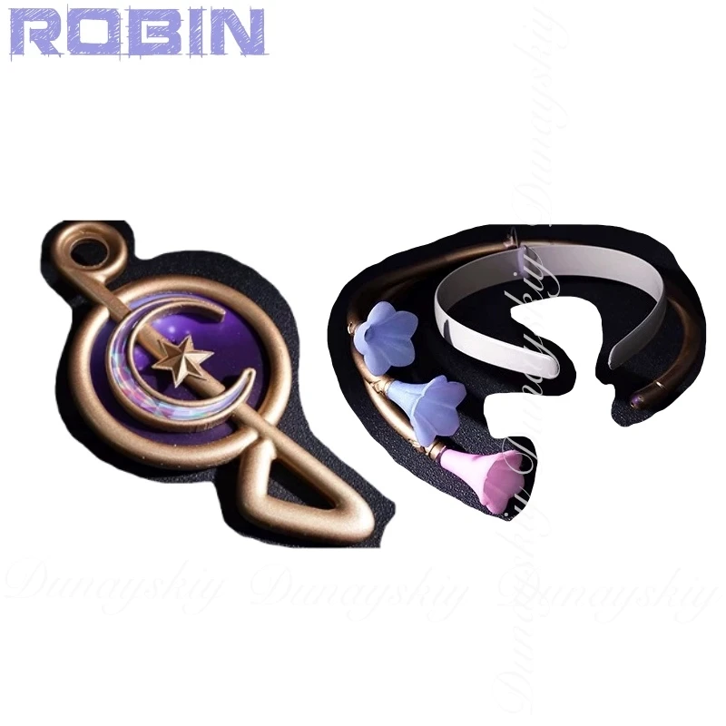 هونكاي: لعبة ستار ريل روبن كوسبلاي مغني هالوفيان مع شعر مستعار طويل فضي وأزرق مع ملابس السباحة البيضاء أزياء تنكرية جميع المجموعة