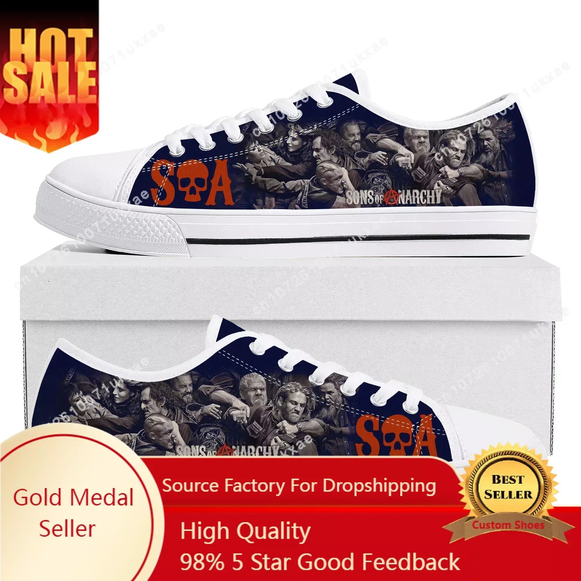 

Sons Of Anarchy SOA Low Top Sneakers Mens Womens Teenager Canvas High Quality Sneaker Casual Custom Made Shoes Customize Shoe