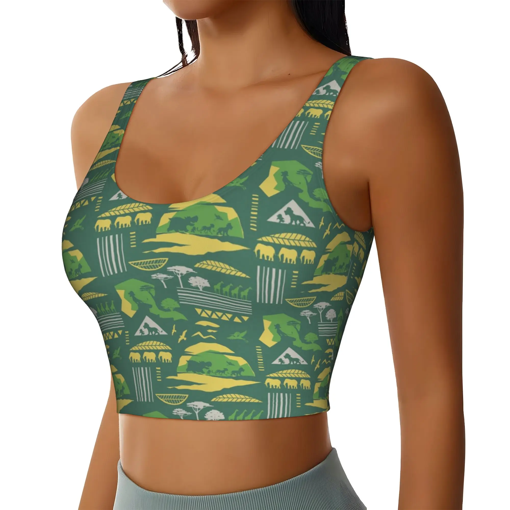 Custom Liones Anime Kinges Workout Crop Tank Tops Women's Seamless Hakuna Matata Simba Running Yoga Sports Bras