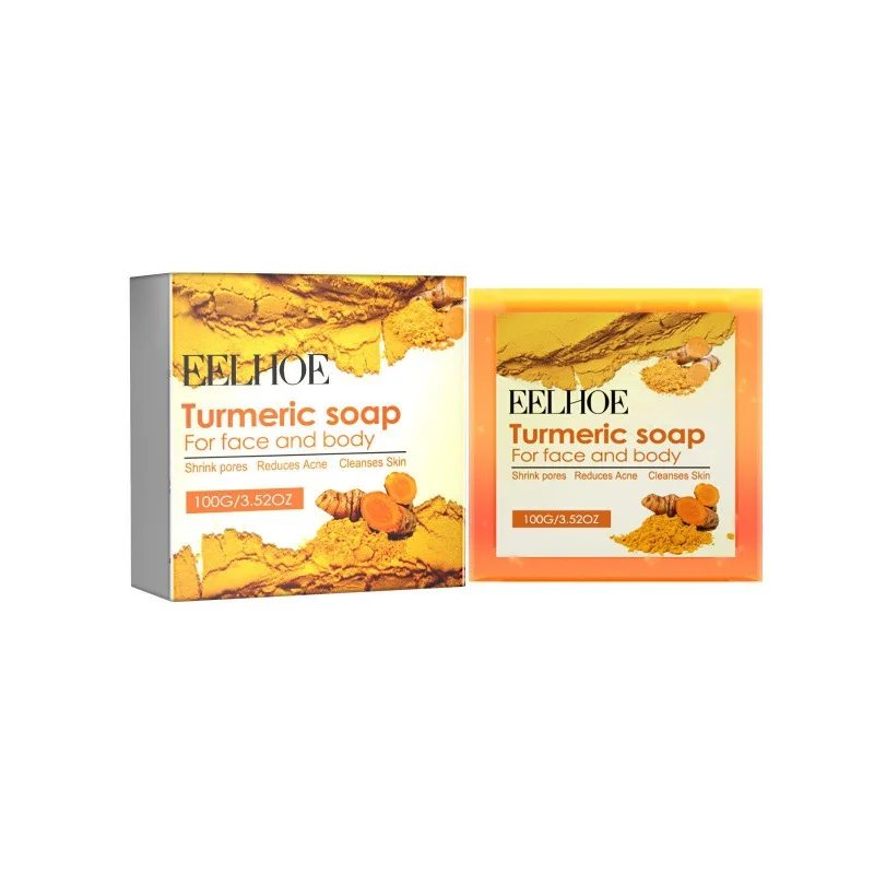 Turmeric Facial Whitening Soap Face Cleansing Anti Acne Remove Pimples Dark Spot Skin Lightening Oil Control Body Wash Soap 100g