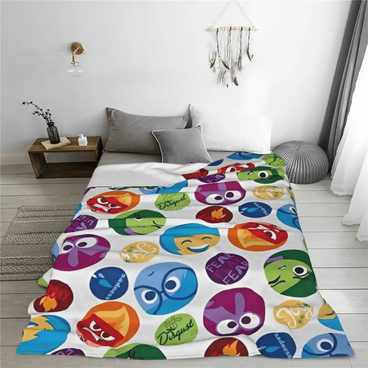 Inside Out Emotions Group Blankets Fleece Autumn/Winter Cartoon Anime Portable Soft Throw Blanket for Bedding Travel Quilt