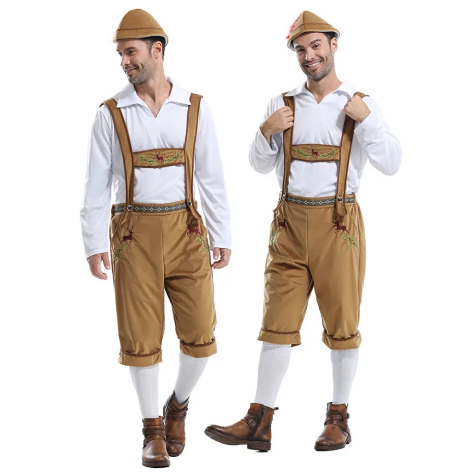 

Men's Traditional Oktoberfest Lederhosen Costume Set Bavarian Cultural Outfit