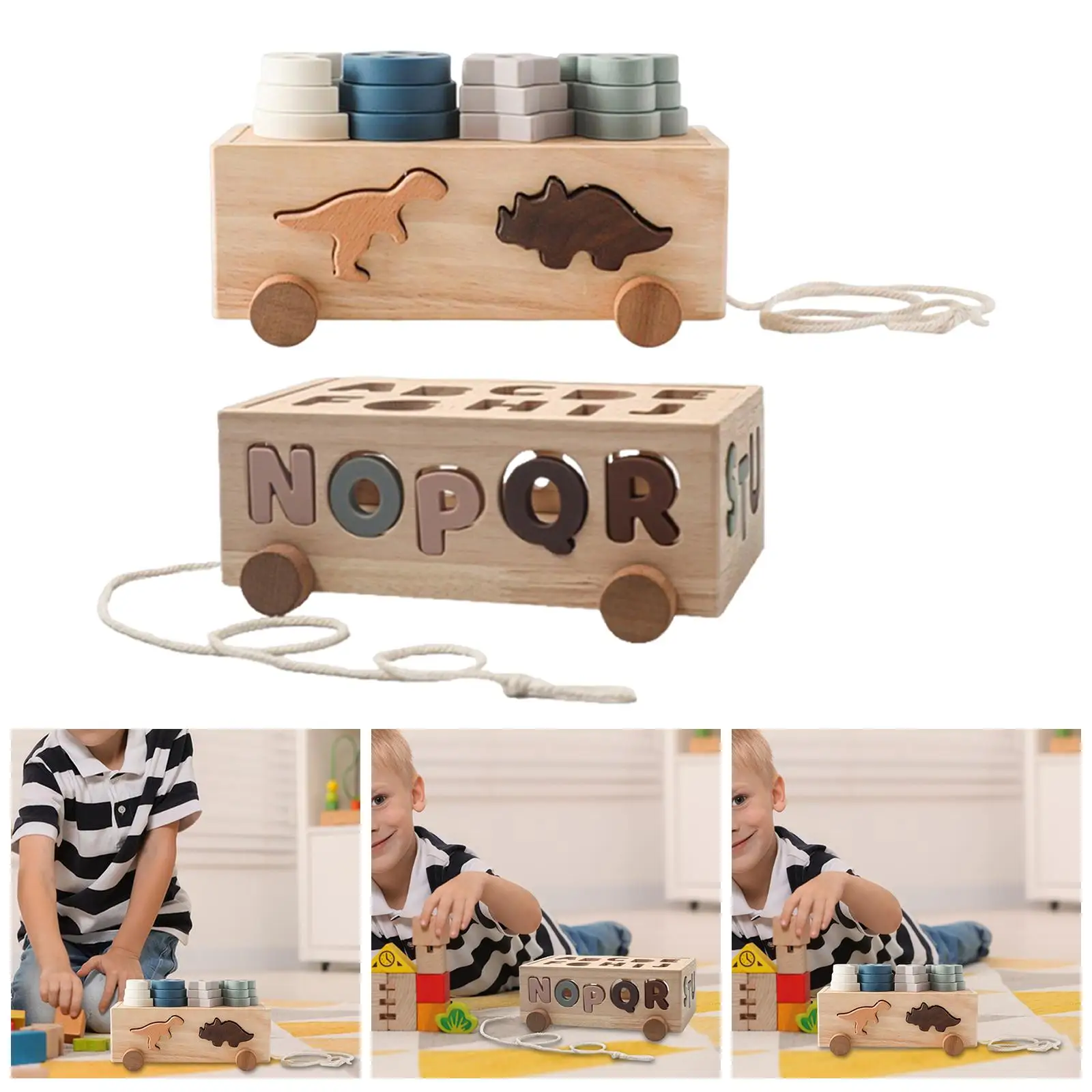 Wooden Shape Sorting Stacking Toy Matching Game Enhance Hand Eye Coordination Building Car for Kids Preschool Birthday Gifts