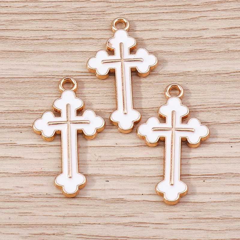 10pcs 13x25mm Punk Enamel Cross Charms for Jewelry Making Pendants Necklaces Earrings DIY Handmade Keychains Crafts Accessories