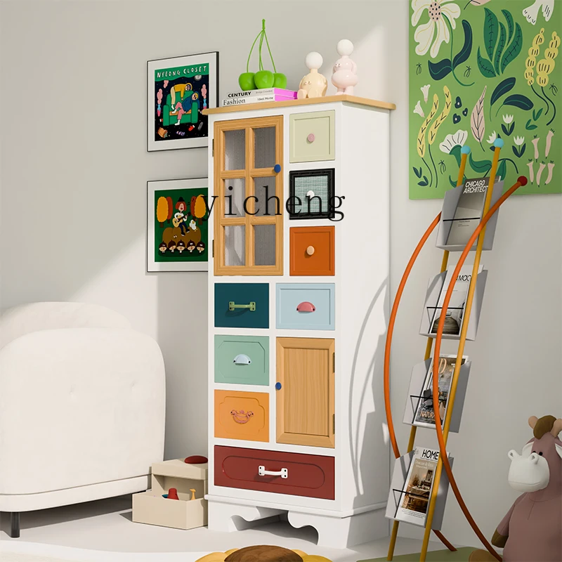 

LSL American Country Style Solid Wood Sideboard Wine Cabinet Living Room High Cabinet Modern Simple Book Storage