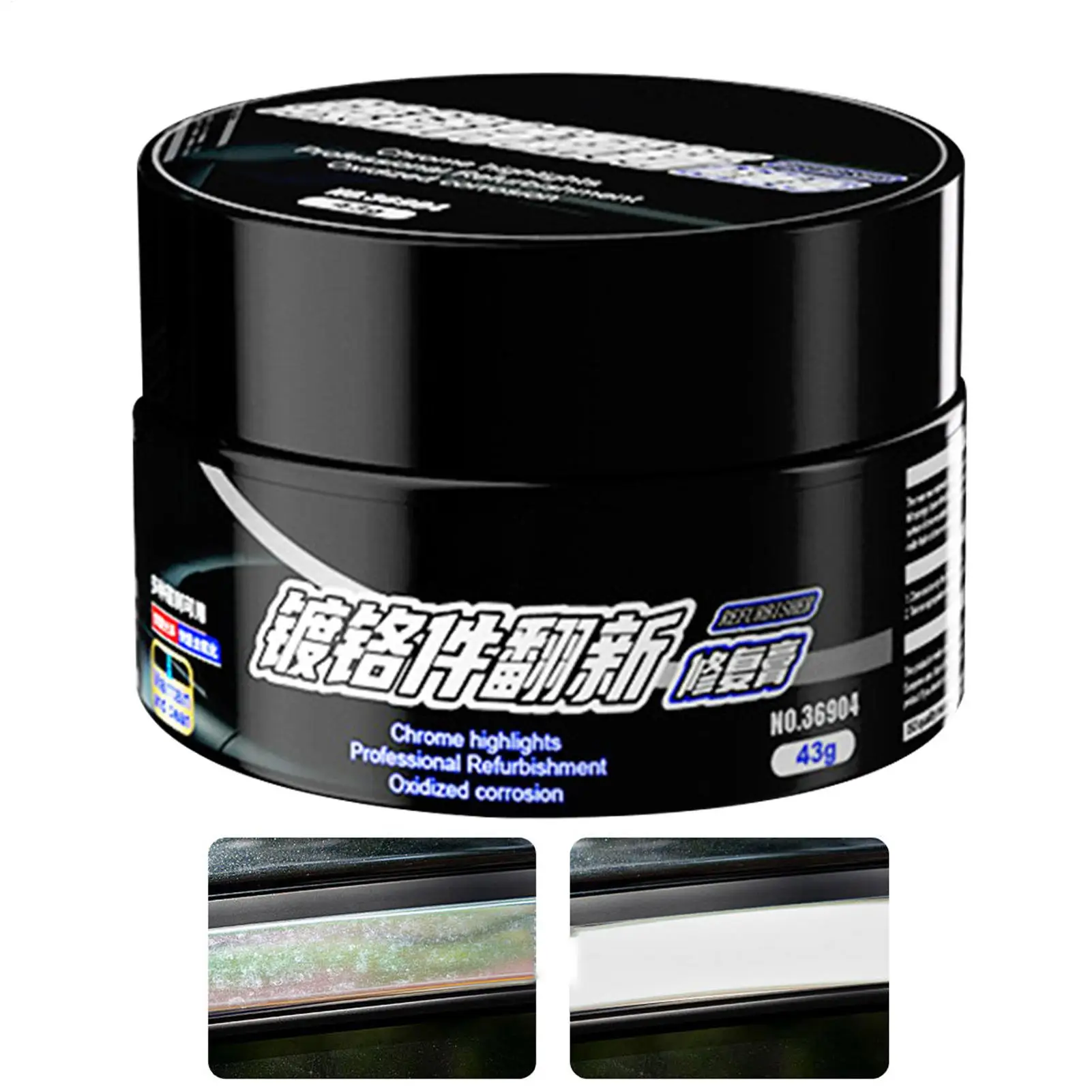 Universal Car Chrome Restoration Polish 43g Car Bumpers Chrome Restorer Multipurpose Chrome Rust Remover Auto Detailing Supplies