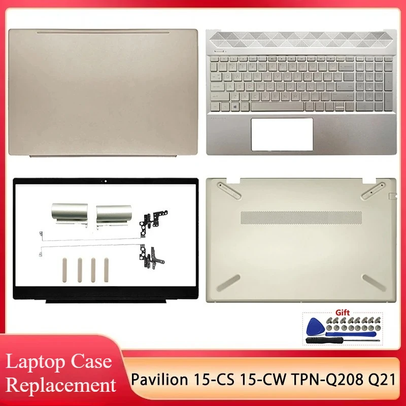 

NEW Case For Pavilion 15-CS 15-CW TPN-Q208 Laptop LCD Back Cover/Front Bezel/Hinges/Palmrest/Bottom Case/Keyboard Gold Cover