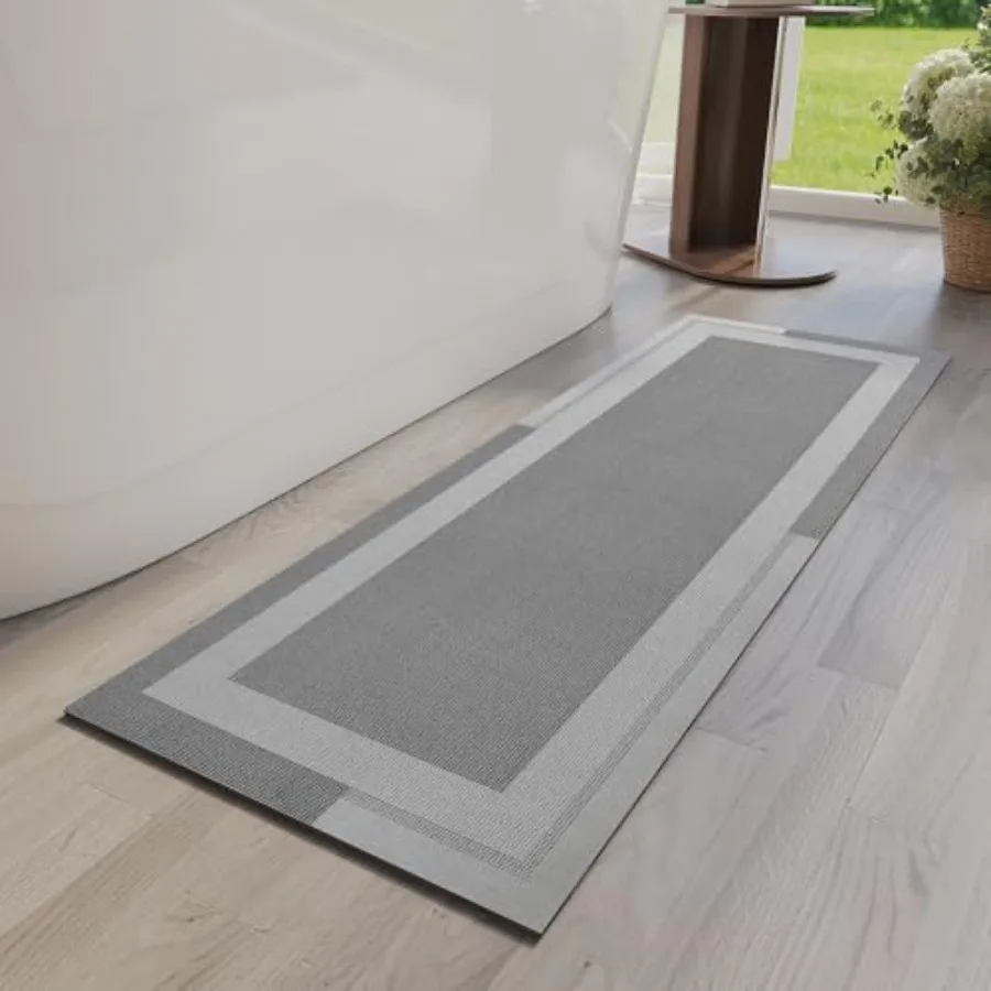 

Non Slip Long Bath Mat Bathroom Runner Rubber Backing Ultra Thin Bathroom Rugs Fit Under Door Quick Dry Super Absorbent Washabl