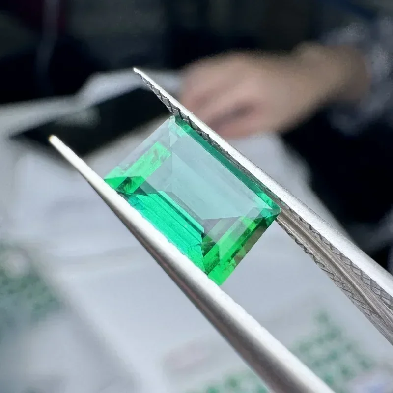 Rectangle Lab Grown Zambian Emerald With Cracks Optional AGL Certificate Free Shipping For DIY Jewelry Craft