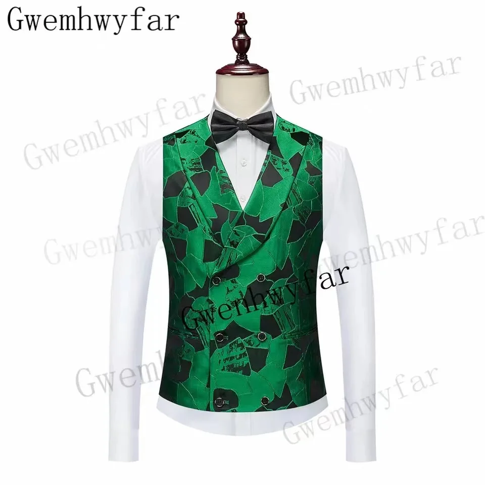 Gwenhwyfar Latest Vest Design 2026 Slim Fit Italian Tuxedo Double Breasted Men Suits Vest for Groom Groomsmen Prom Party