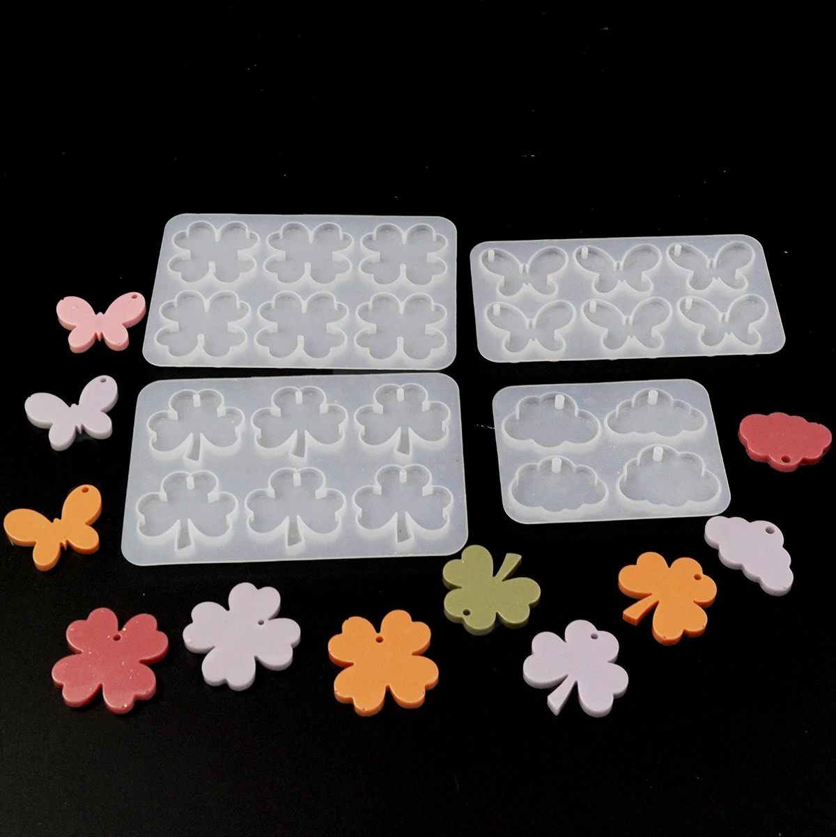 Butterfly Pendant Silicone Mold Epoxy Resin Clover/animal Molds for Gypsum Clay Pendant Jewelry Casting Crafts Mold DIY Keychain