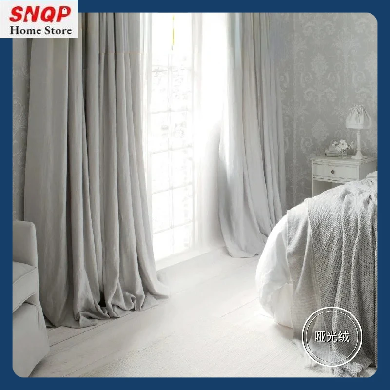

Curtain for Living Dining Room Bedroom Light Luxury Velvet Shading Velvet Modern Retro American French Warmth Included Window