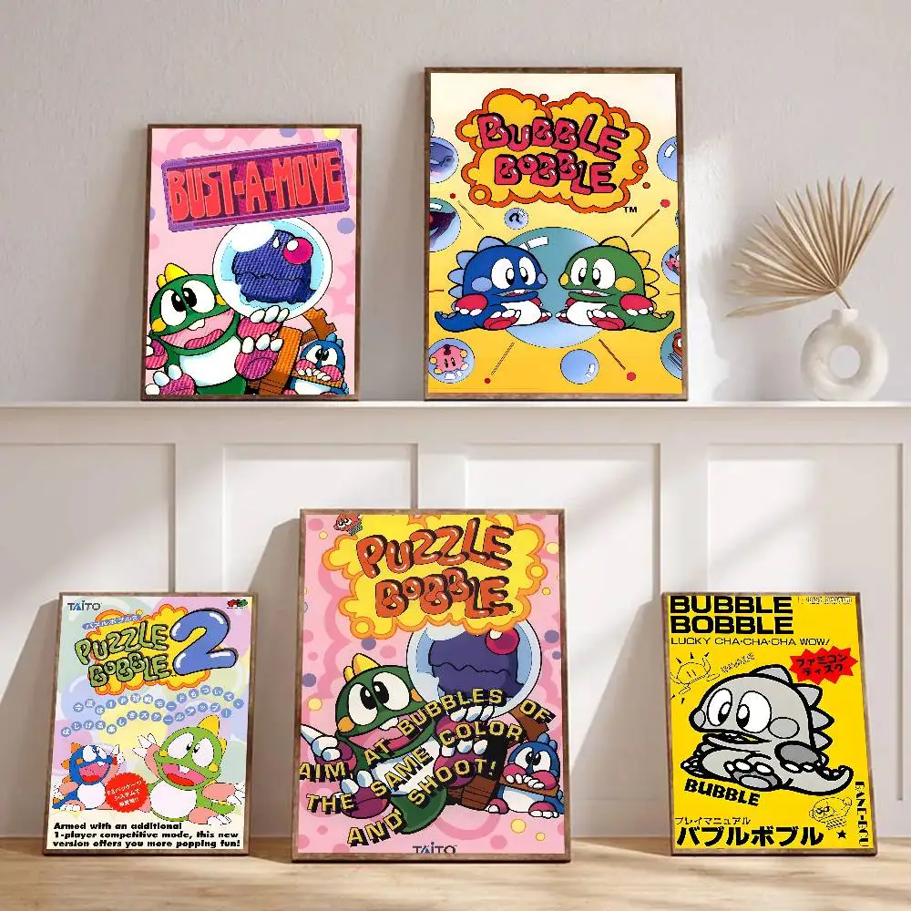 1pc Game A-Bubbles B-Bobble Poster Sticker Print Waterproof Wall Art For Living Room Bedroom Home Decor