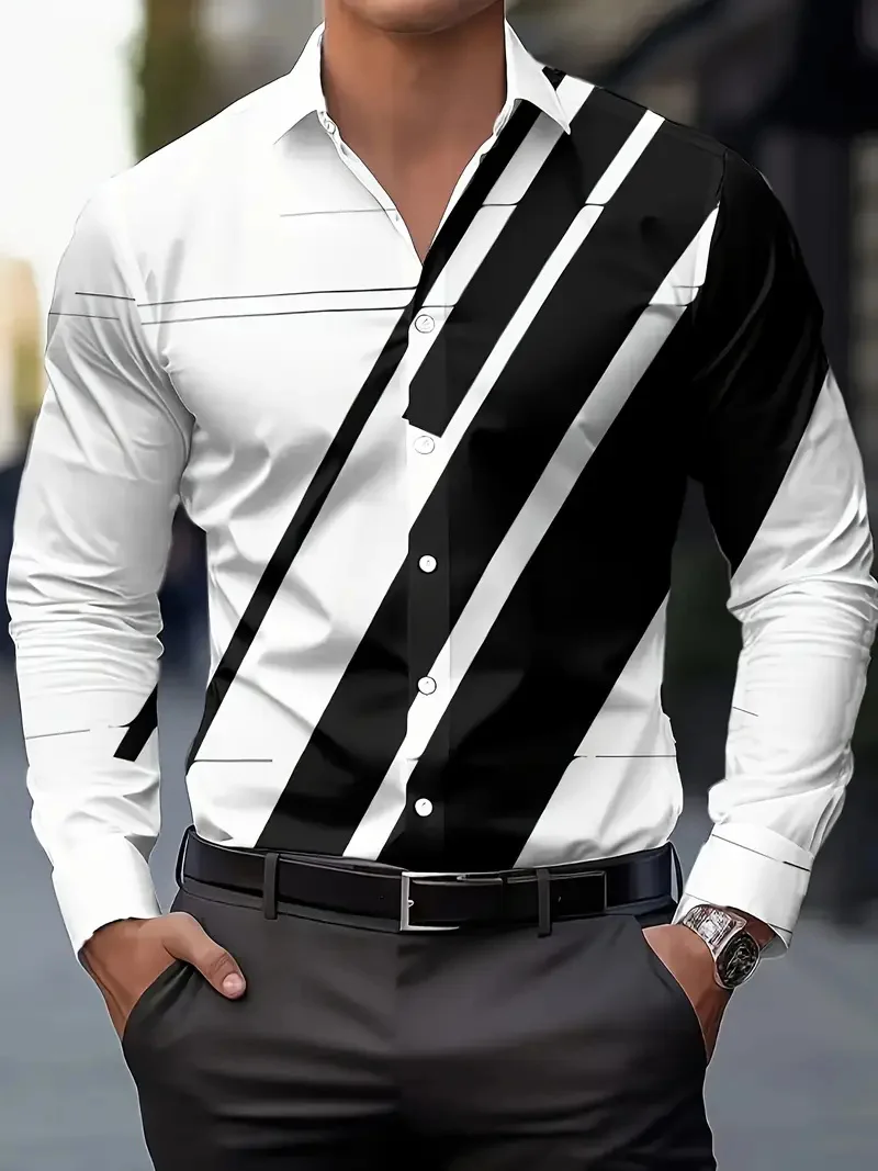 

Мужская рубашка с длинным рукавом, модная удобная повседневная рубашка с 3D принтом перьев и воротником с принтом, повседневная рубашка, новая серия