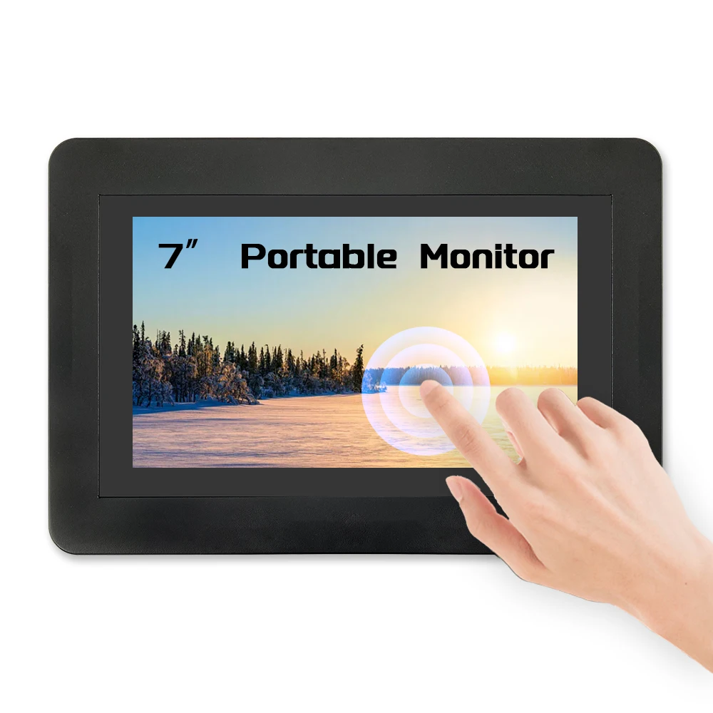7-inch industrial instrument equipment with high-definition 1024x600 HDMI touch screen IPS panel metal shell, with VGA AV input