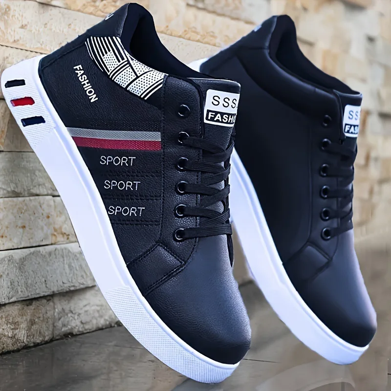 

2025 Fashion Men's Sneakers Brand Men Leather High-Top Skateboarding Shoes Breathable Hip hop Street Shoe Men's Shoes Zapatillas