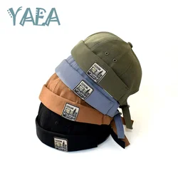 YEAE Women Mens Cotton Docker Cap Without Visor Brimless Caps Retro Adjustable Hip-Hop Style Hat Fashion Solid Color Skullcap