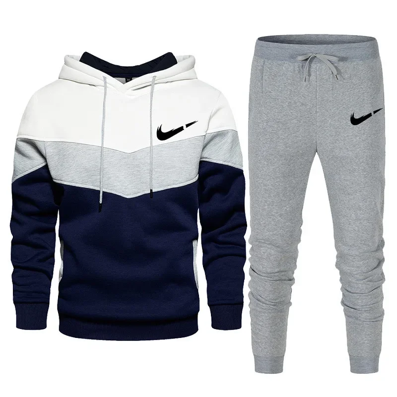 Fashionable and Comfortable Sportswear Set for Men, Includes Hooded Sweatshirt and Casual Pants for 2024