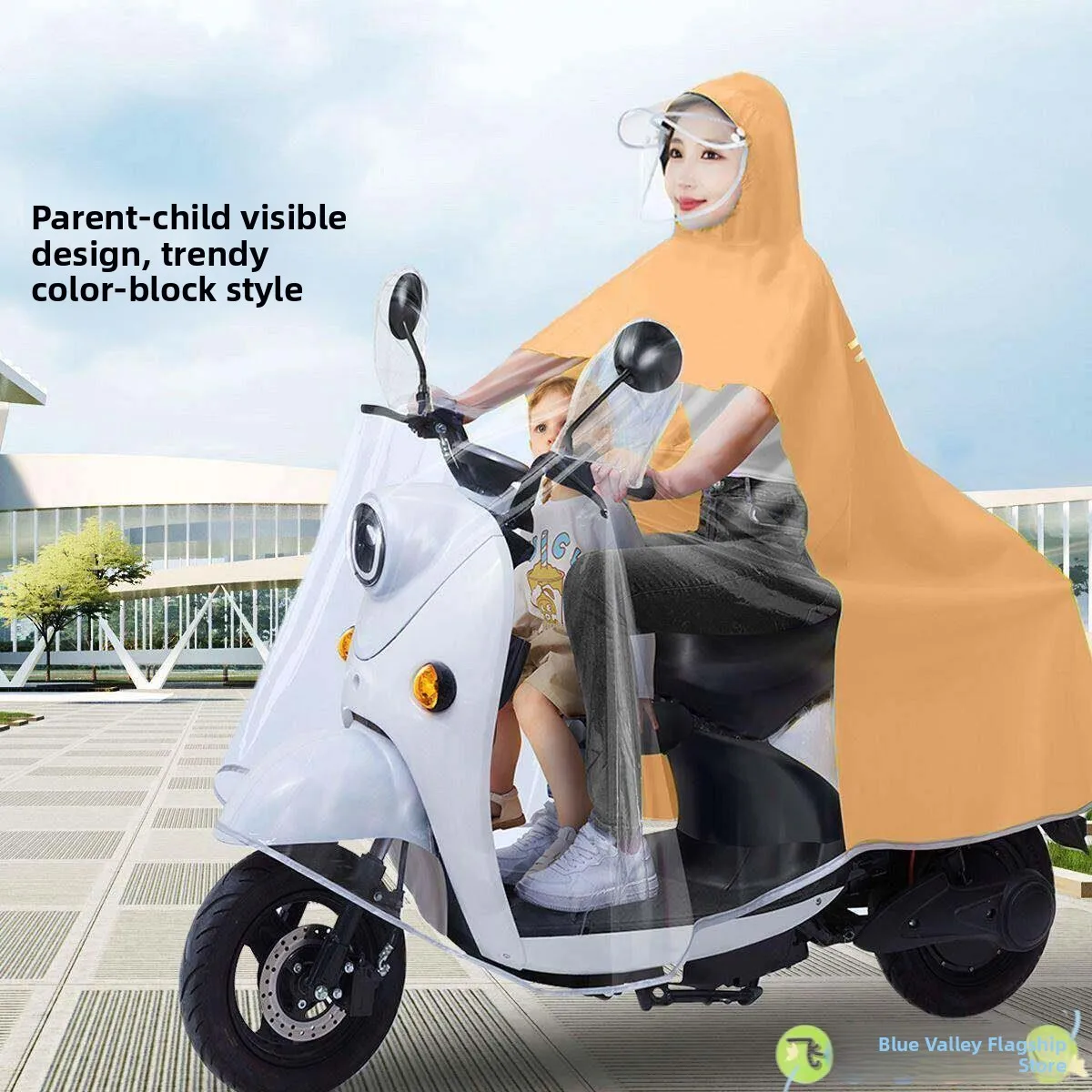 

Visible Design Vehicle Raincoat for Adults And Children Motorcycle Riding Full Body Covering Rain Poncho Parent-Chil...