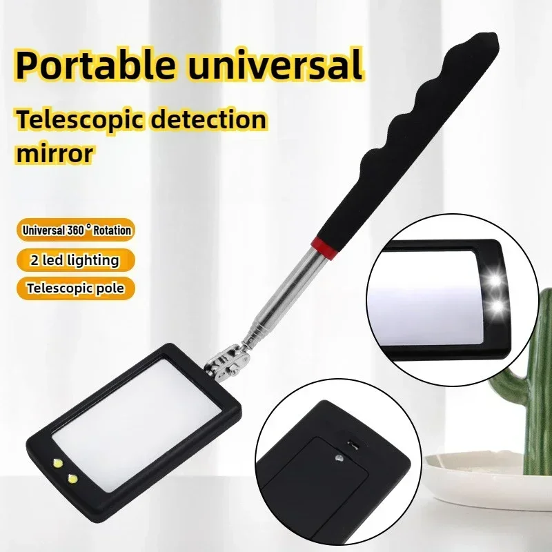 1Piece LED Telescoping Inspection Mirror Car Visual Reflector Retractable Under Vehicle Detection Mirror Repair Tool